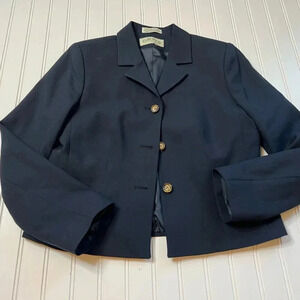 Orvis Women's Blazer Suit Jacket Wool Blend 6 Navy Blue USA Made. 956
